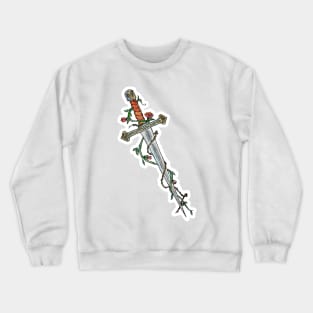 Watercolor Sword With Vines and Flowers Crewneck Sweatshirt